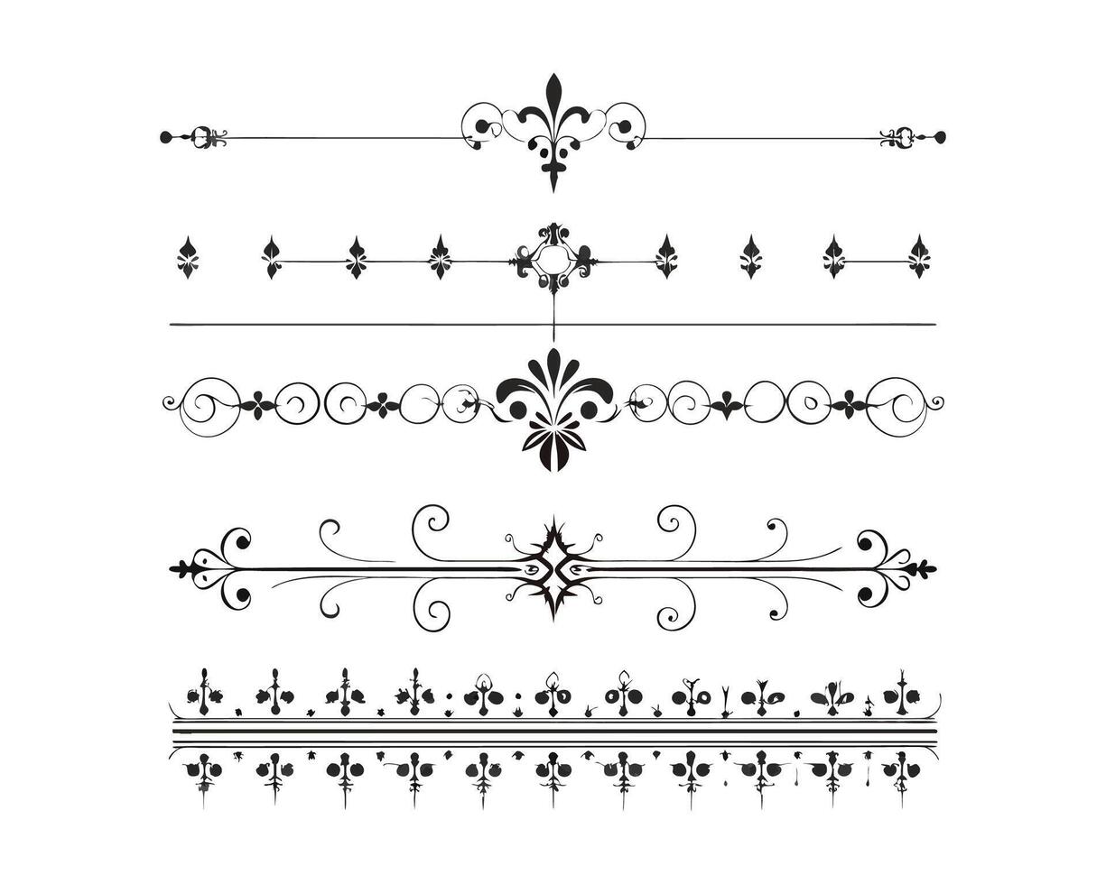 Set of Fancy Decorative Ornamental Lines vector