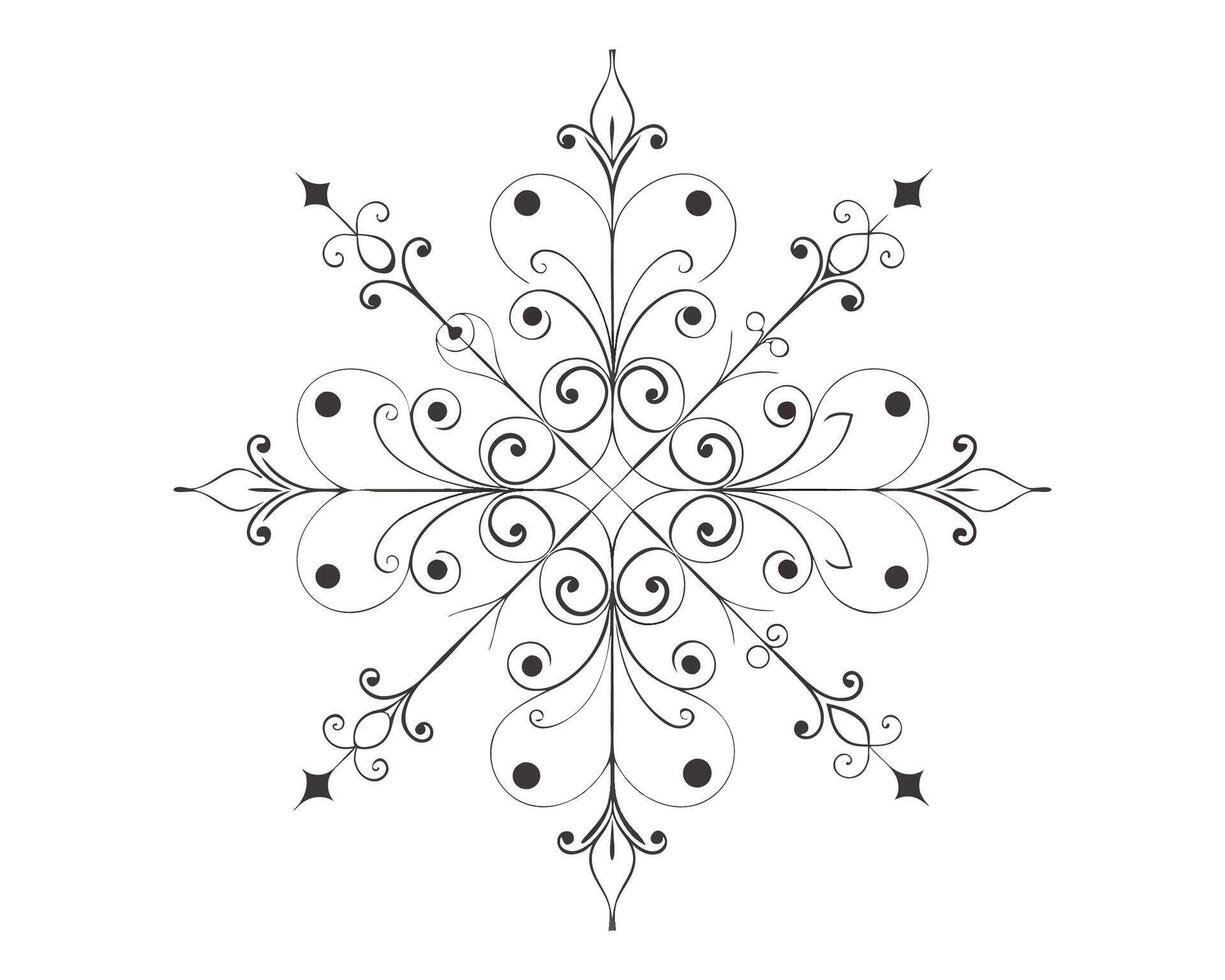 a black and white fancy snowflake design vector