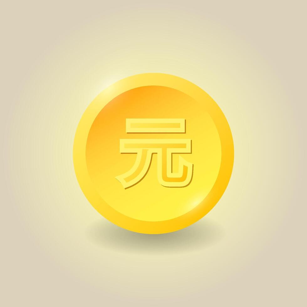 Yuan currency gold coin. China. Casino game. For websites and mobile app, infographics. vector