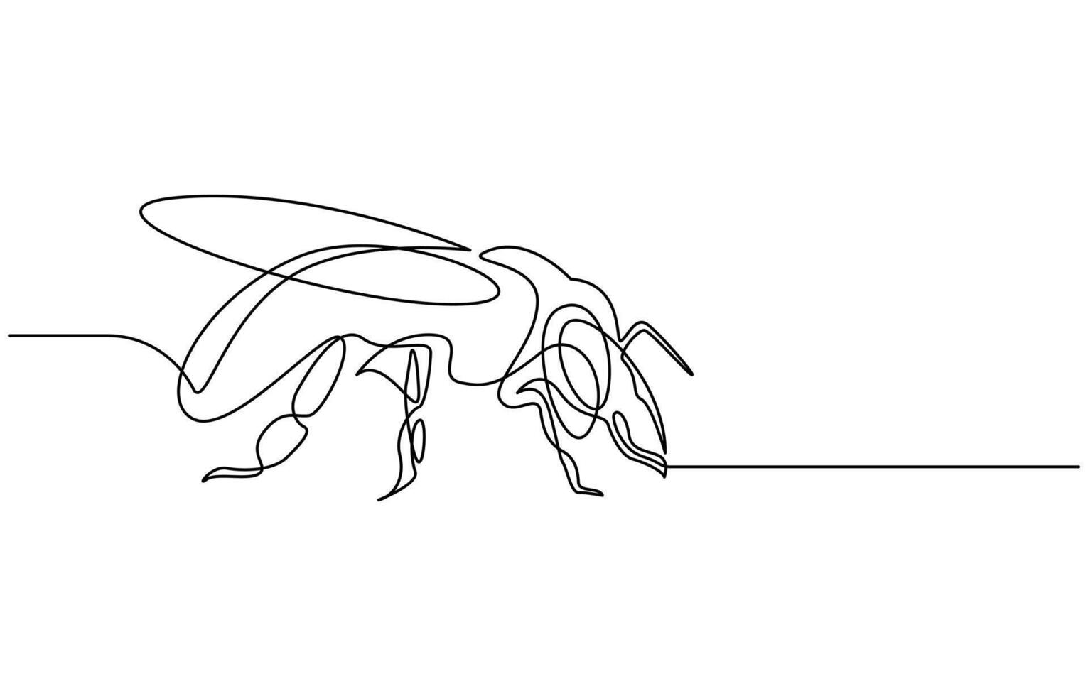 Honey bee continuous one line drawing illustration vector