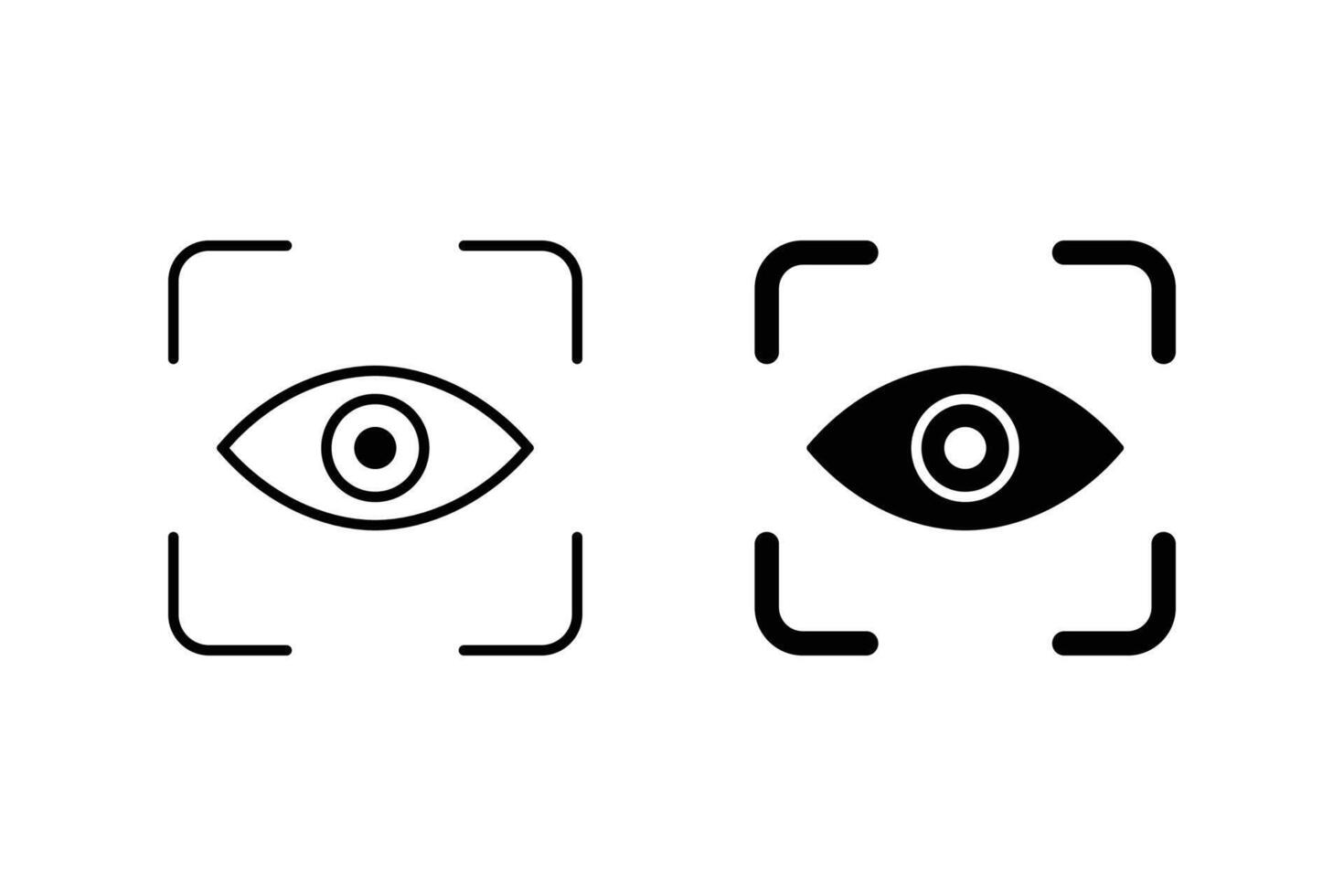 Biometric symbols icon design. Retina Scanner. Eye scan ID line and silhouette icon set. Vision scanning technology for security access. vector