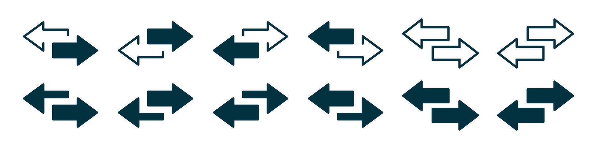 Left right arrows icon. Transfer arrows icon. 2 side arrow icon vector