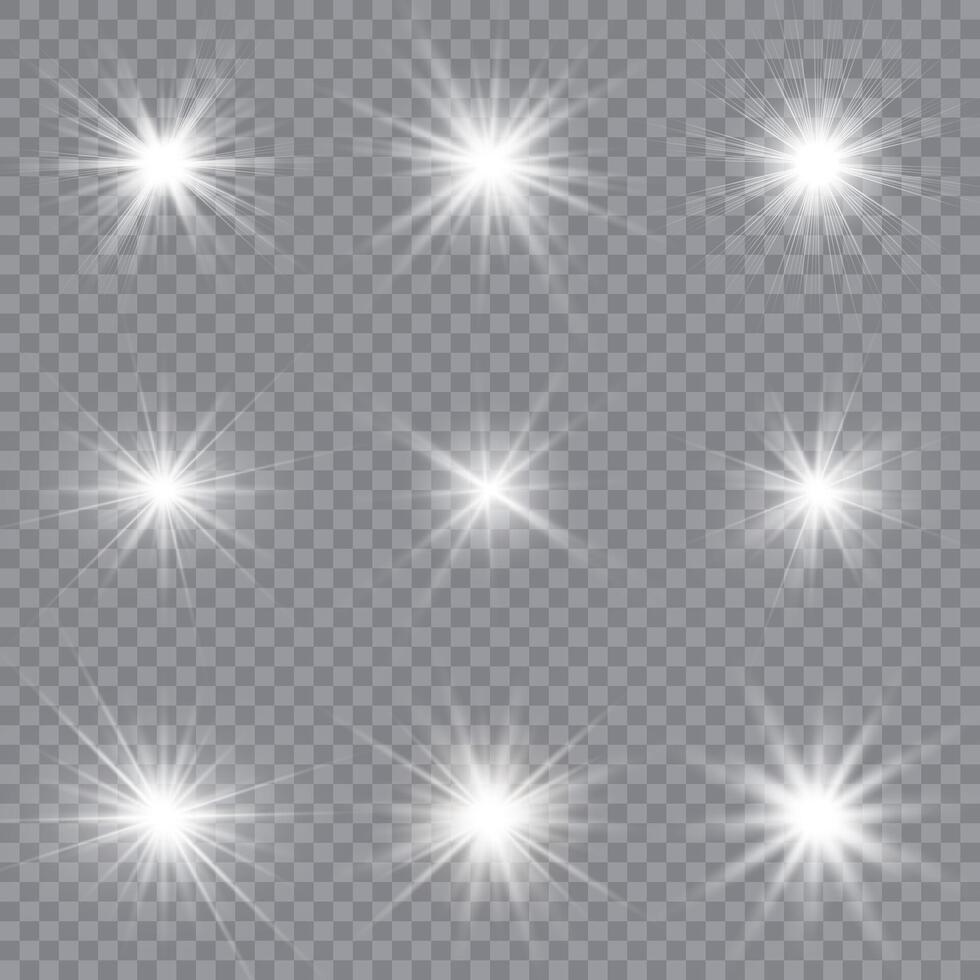 Set of juminous stars and sparkling dust vector