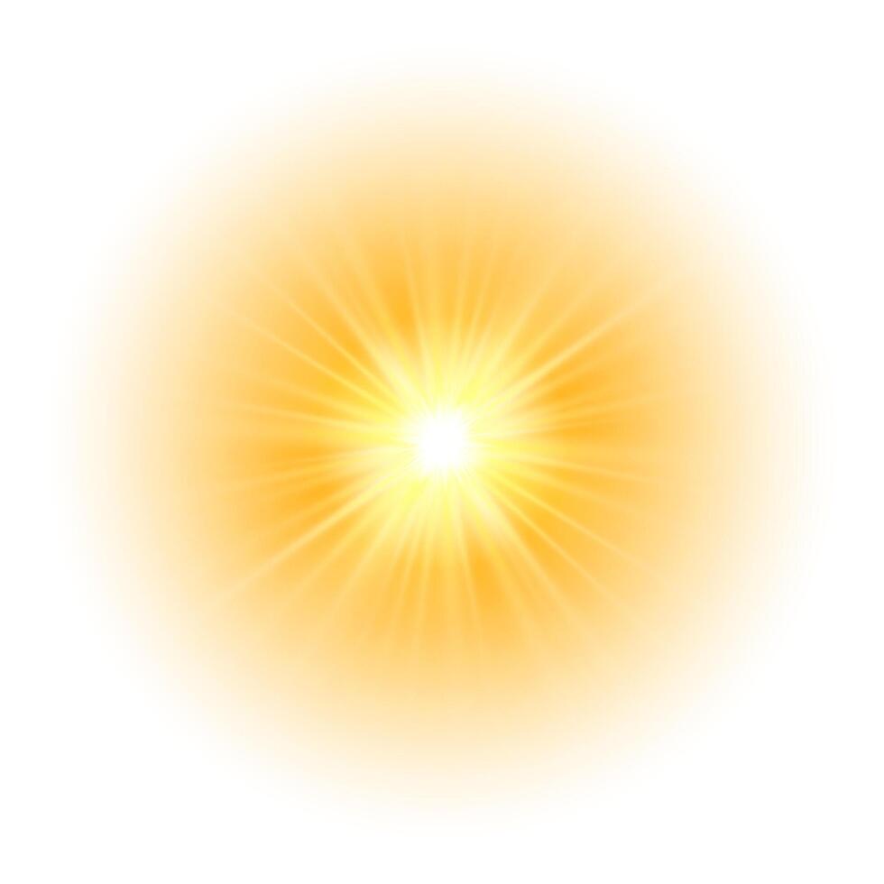 Bright yellow sun with soft glow and sparkle effect vector