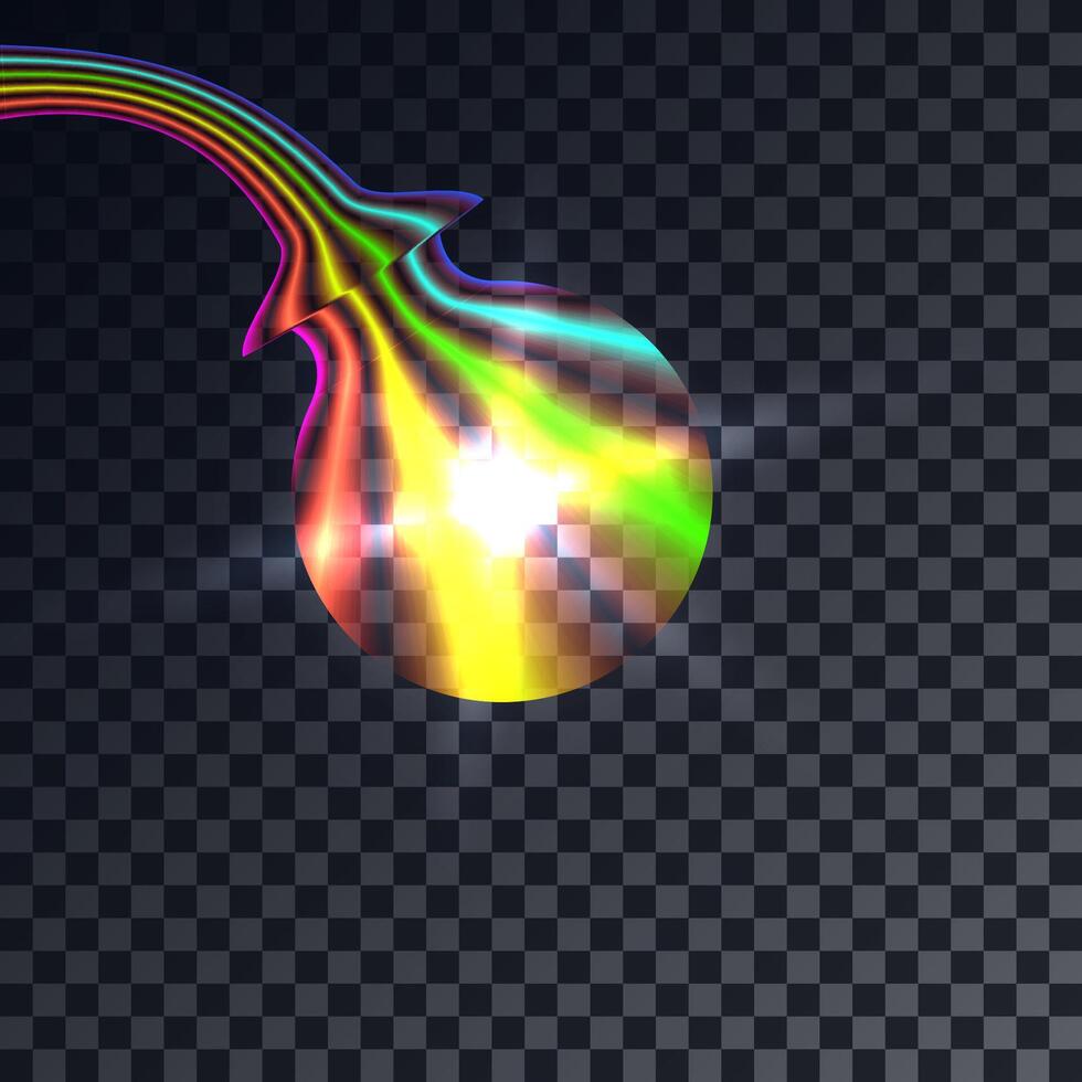 Glowing rainbow light effect vector