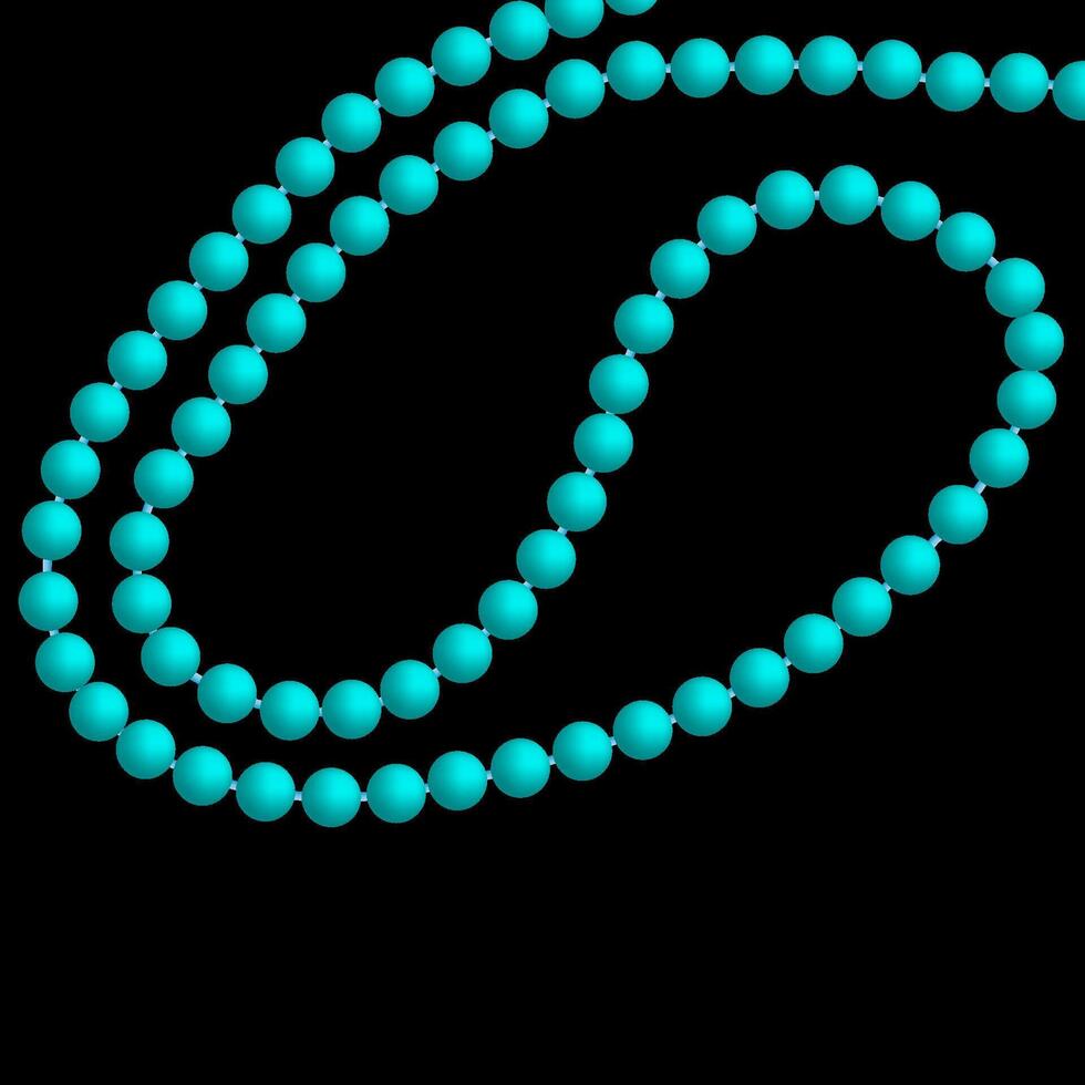 Necklace of blue beads on a black background. vector