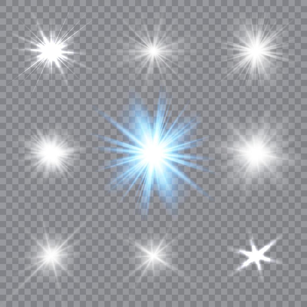 Magic light glow and sparkling stars Collection vector