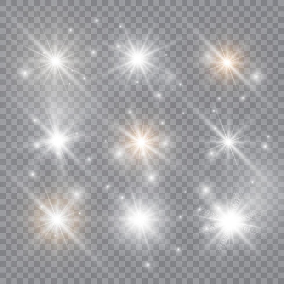 Glowing light and magic dust explosion pack vector