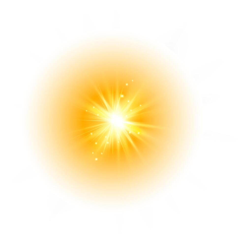 Yellow sunbeam and gentle glow light effect vector
