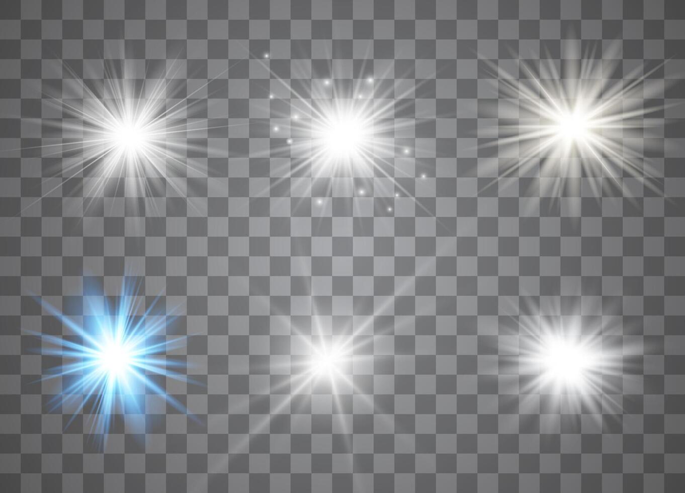 Set of shining stars with glittering particles vector