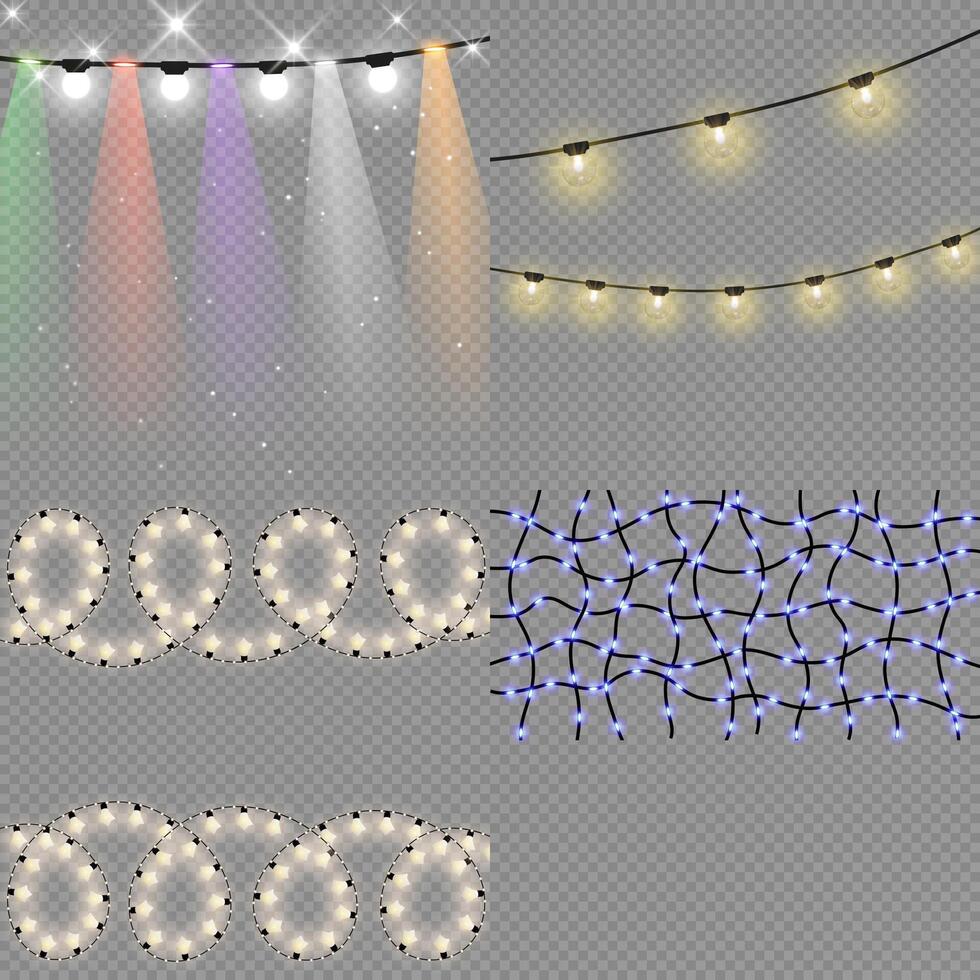 Holiday light garlands for Christmas cards and web design vector