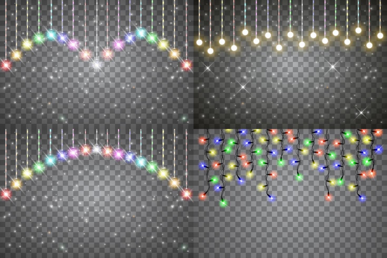 Set of Christmas light garlands for holiday decoration vector