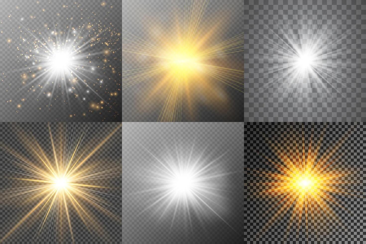 Christmas stars and shimmering light explosions collection vector