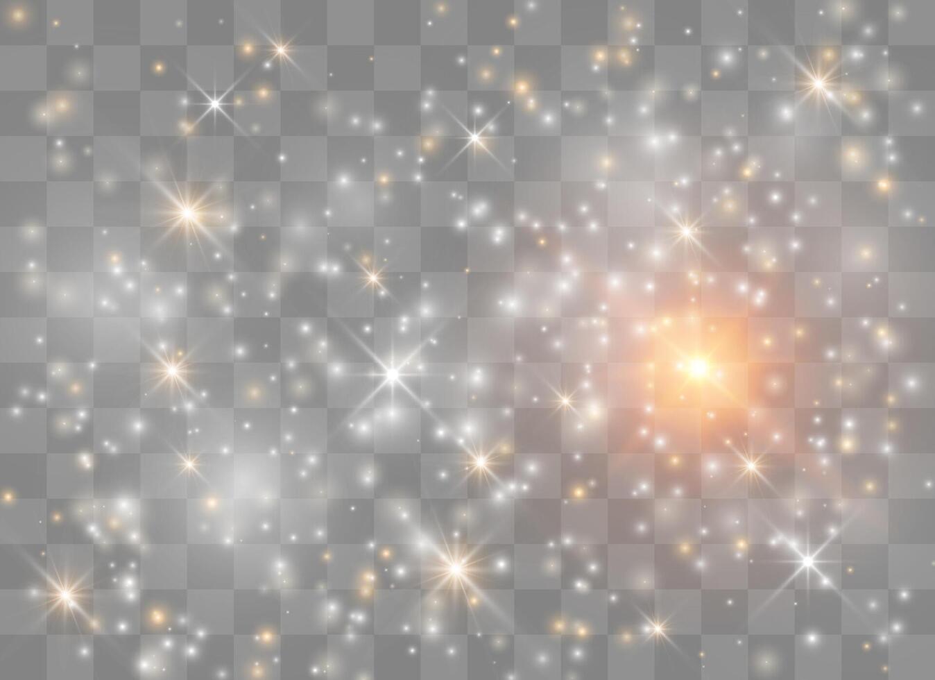 Christmas stars with glowing light and magic dust particles vector