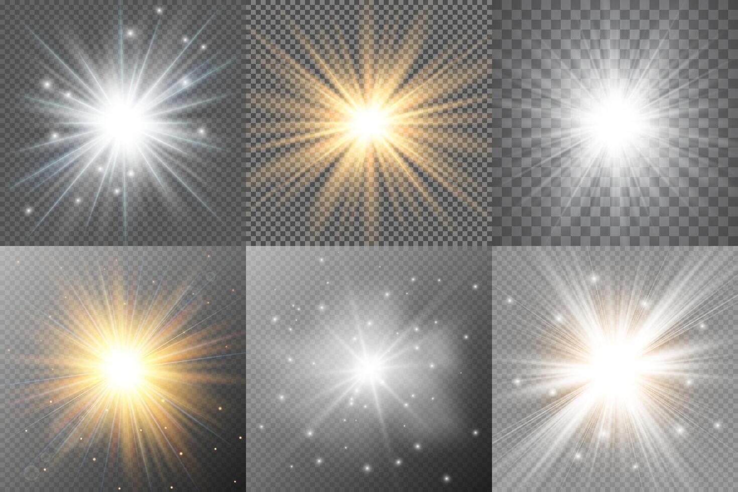 Christmas light glow and magic stars collection vector