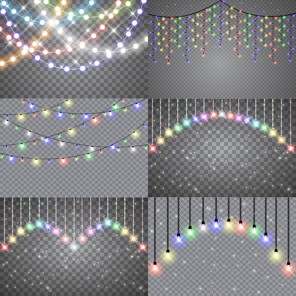 Set of festive lights for xmas posters and web designs vector