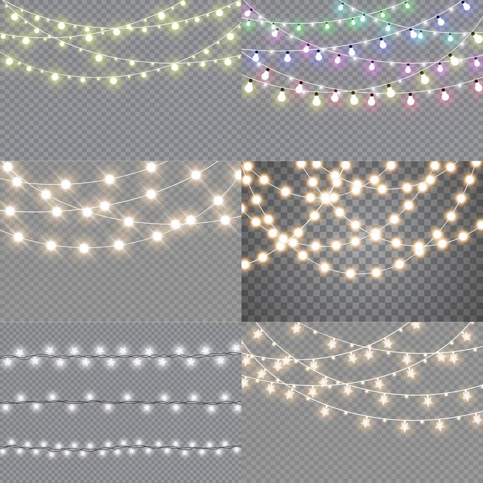 Christmas lights and garlands for posters and web design vector