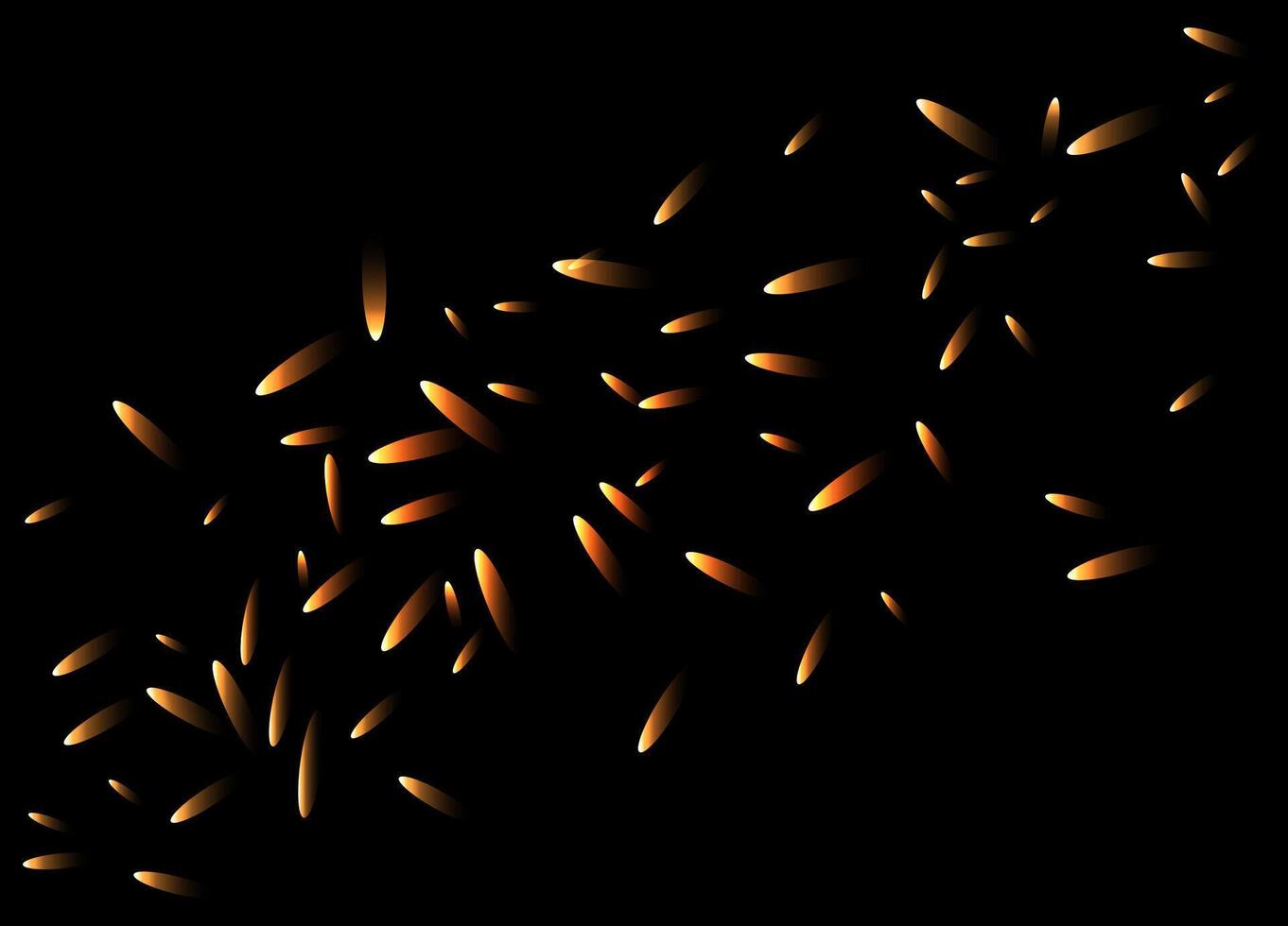 Gold confetti on a black background. Illustration of flying shiny particles. vector