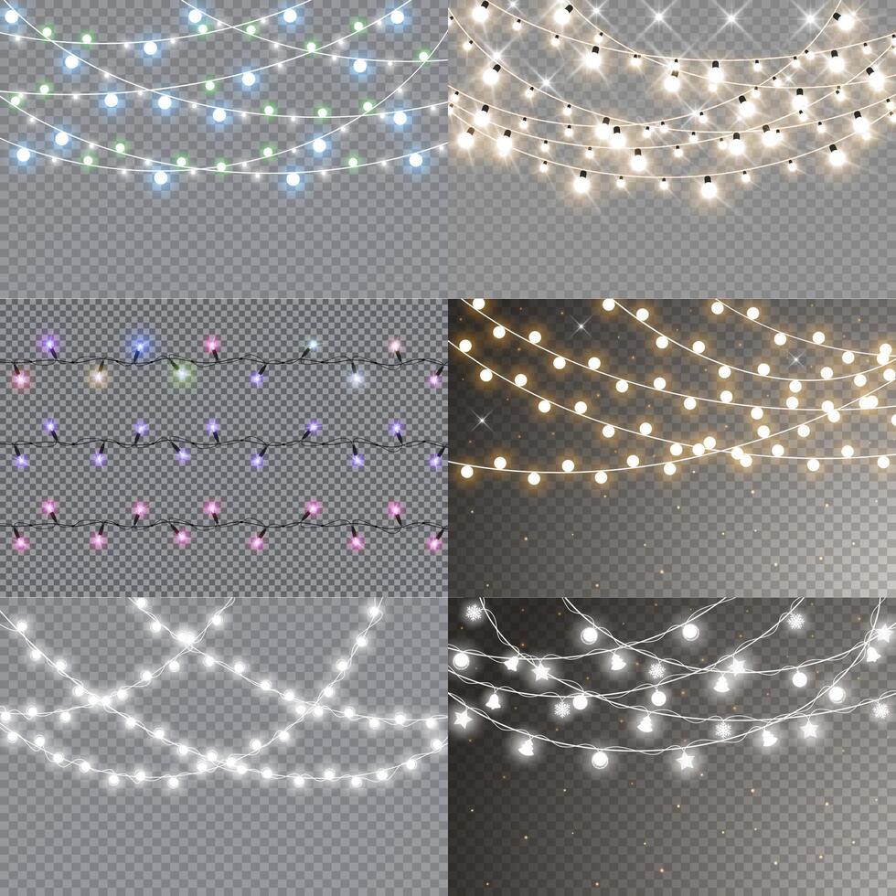Set of Isolated Christmas lights for cards and banners vector