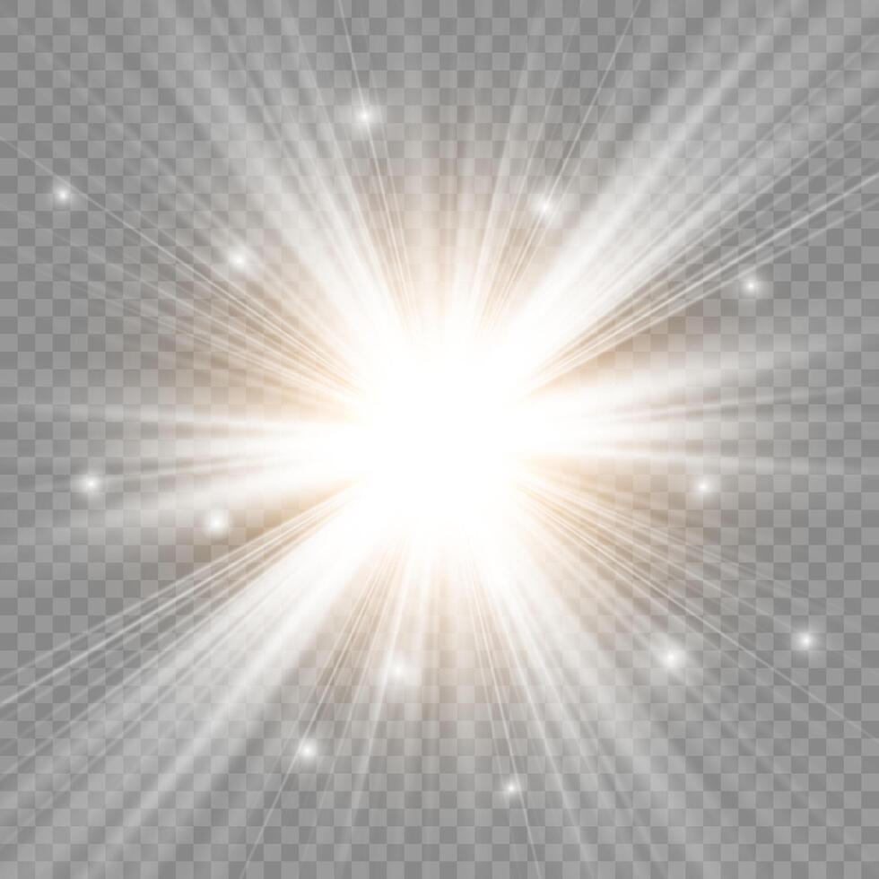 Starburst illumination with sparkling rays vector