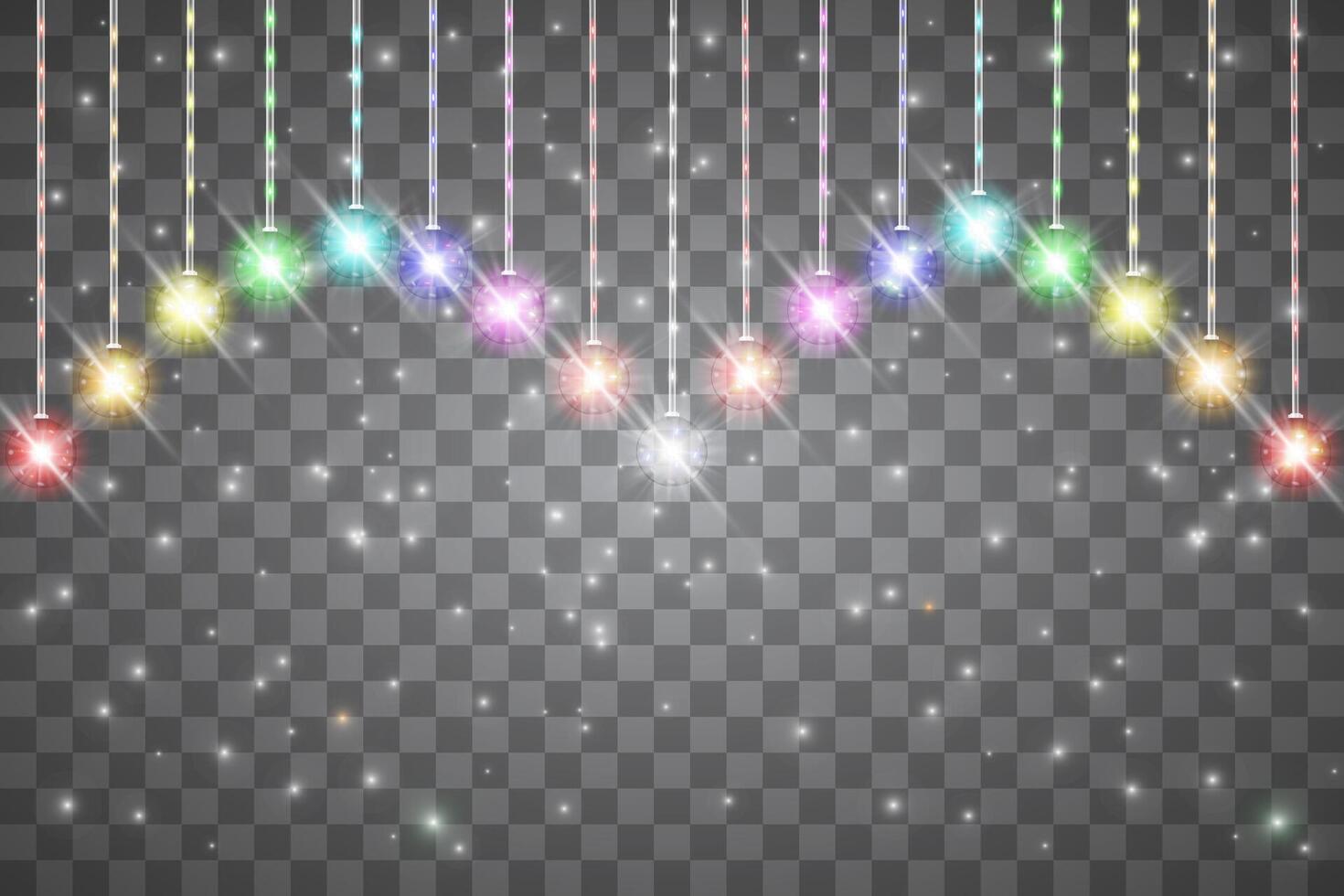 Christmas lights background. Xmas glowing garland. vector