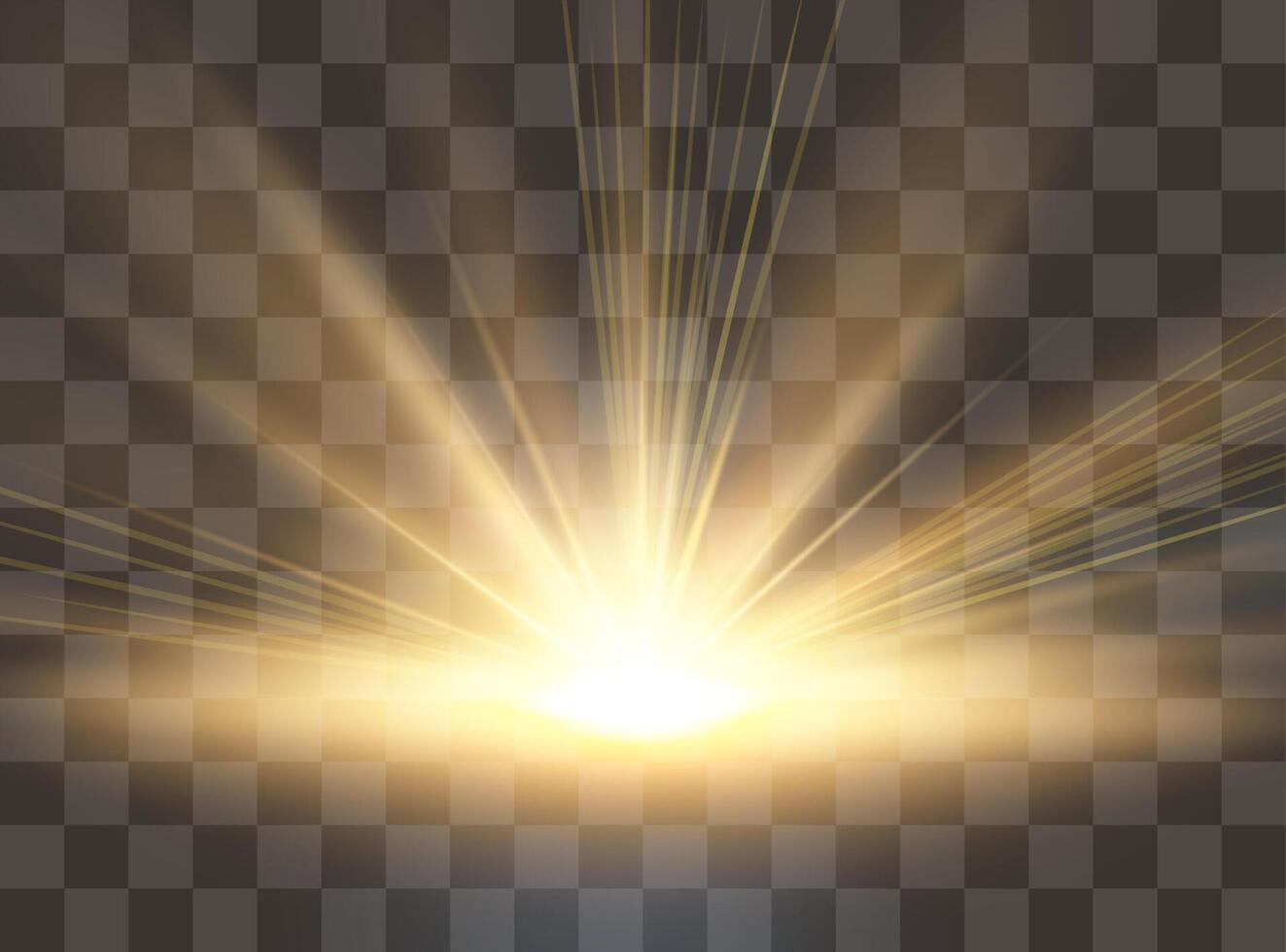 Glowing light explodes, light flash golden color. vector