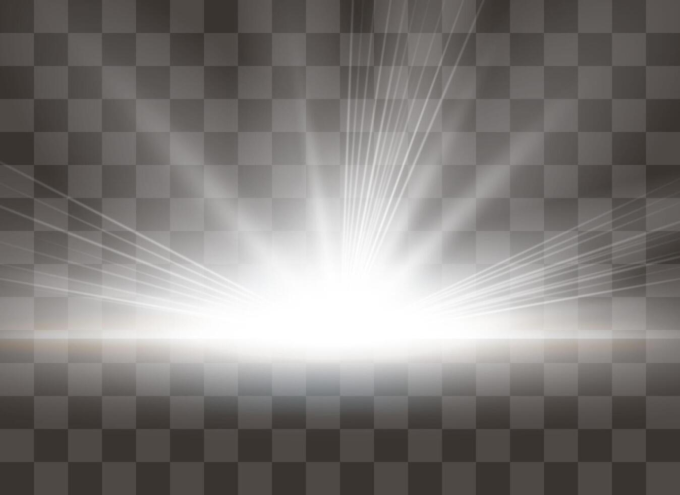 Light flare special effect with rays of light and magic sparkles. White glowing light vector