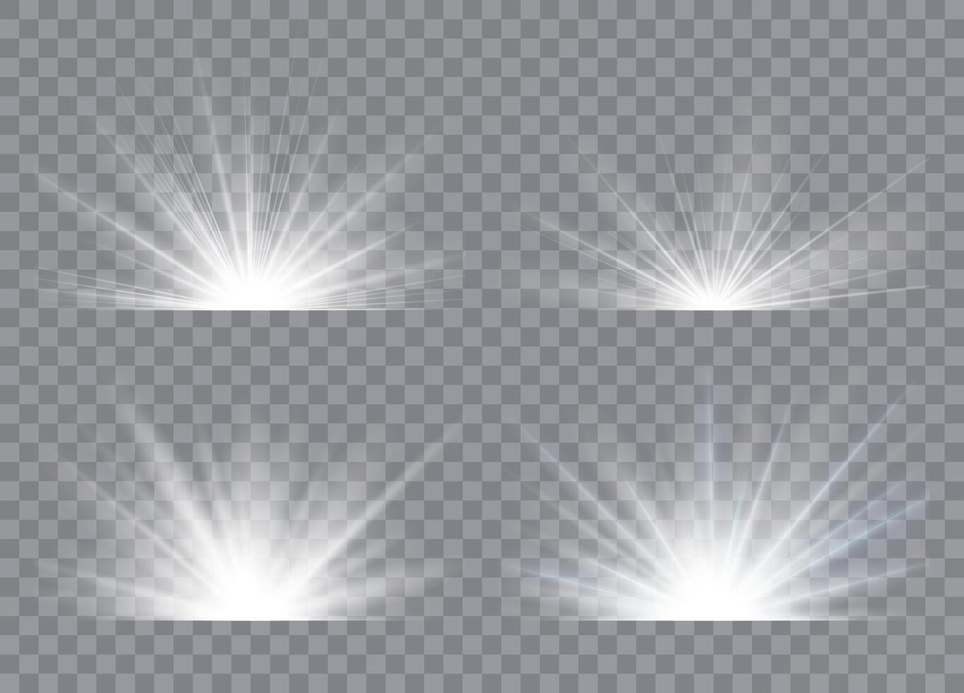 Set of realistic light glare, highlight. vector
