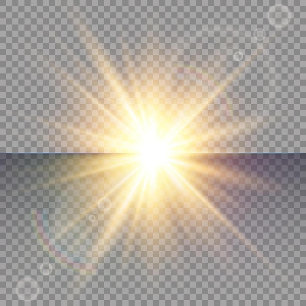 Sunlight special lens flare light effect. Sun flash with rays and spotlight vector