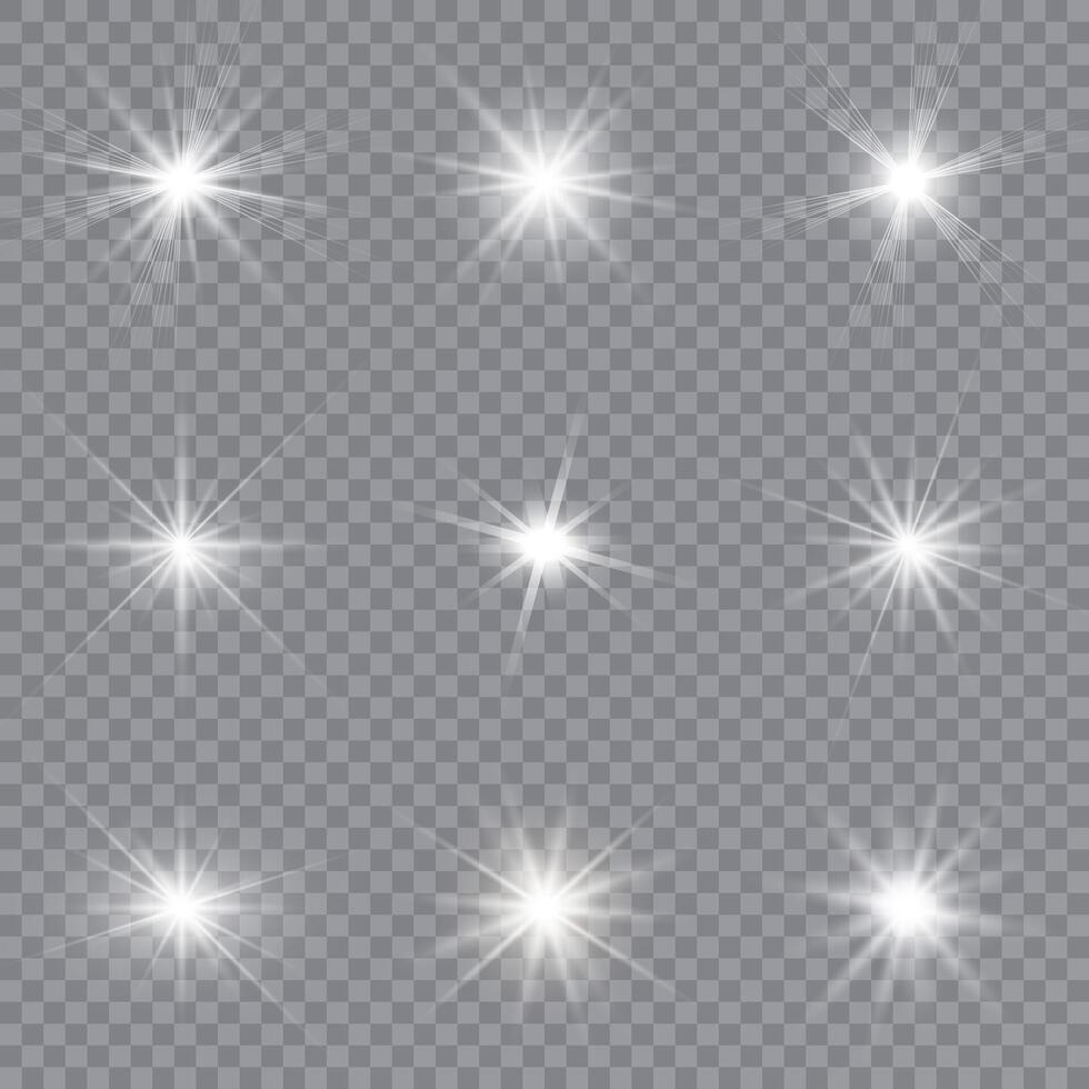 Luminous Christmas glow and sparkling stars collection vector