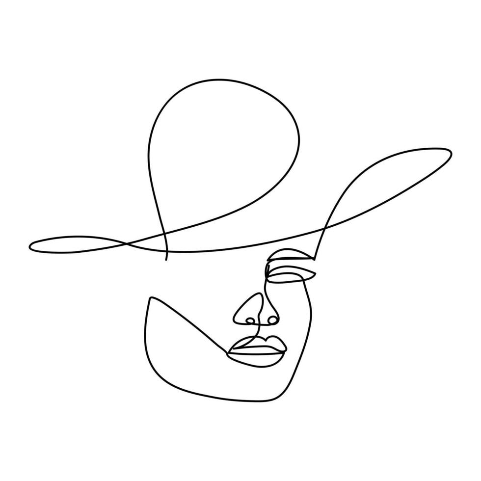 line art woman face art vector