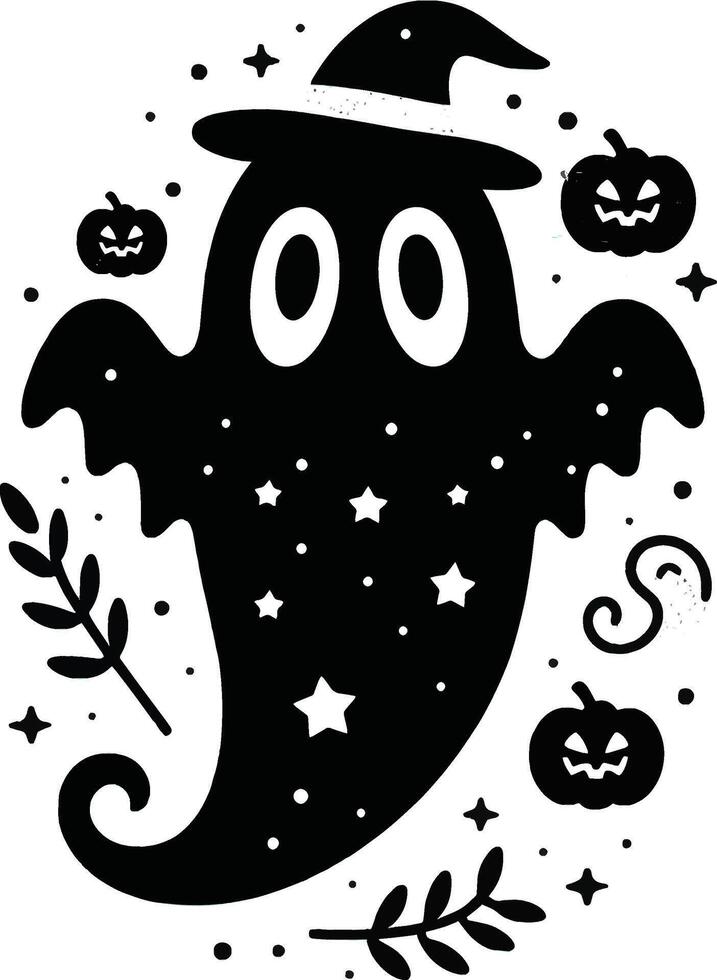 Haunted Halloween Tales of Cute spooky Encounters, silhouette vector