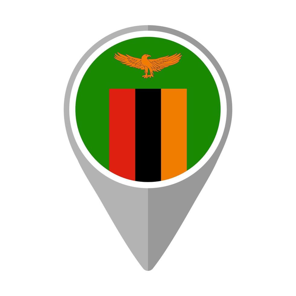 Zambia Flag on Location Pin vector