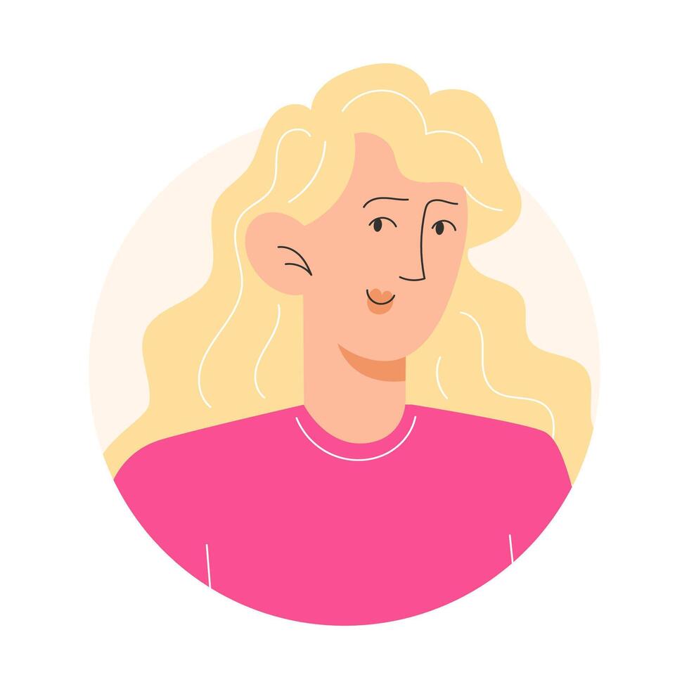 User icon with young woman with blond hair in flat style vector