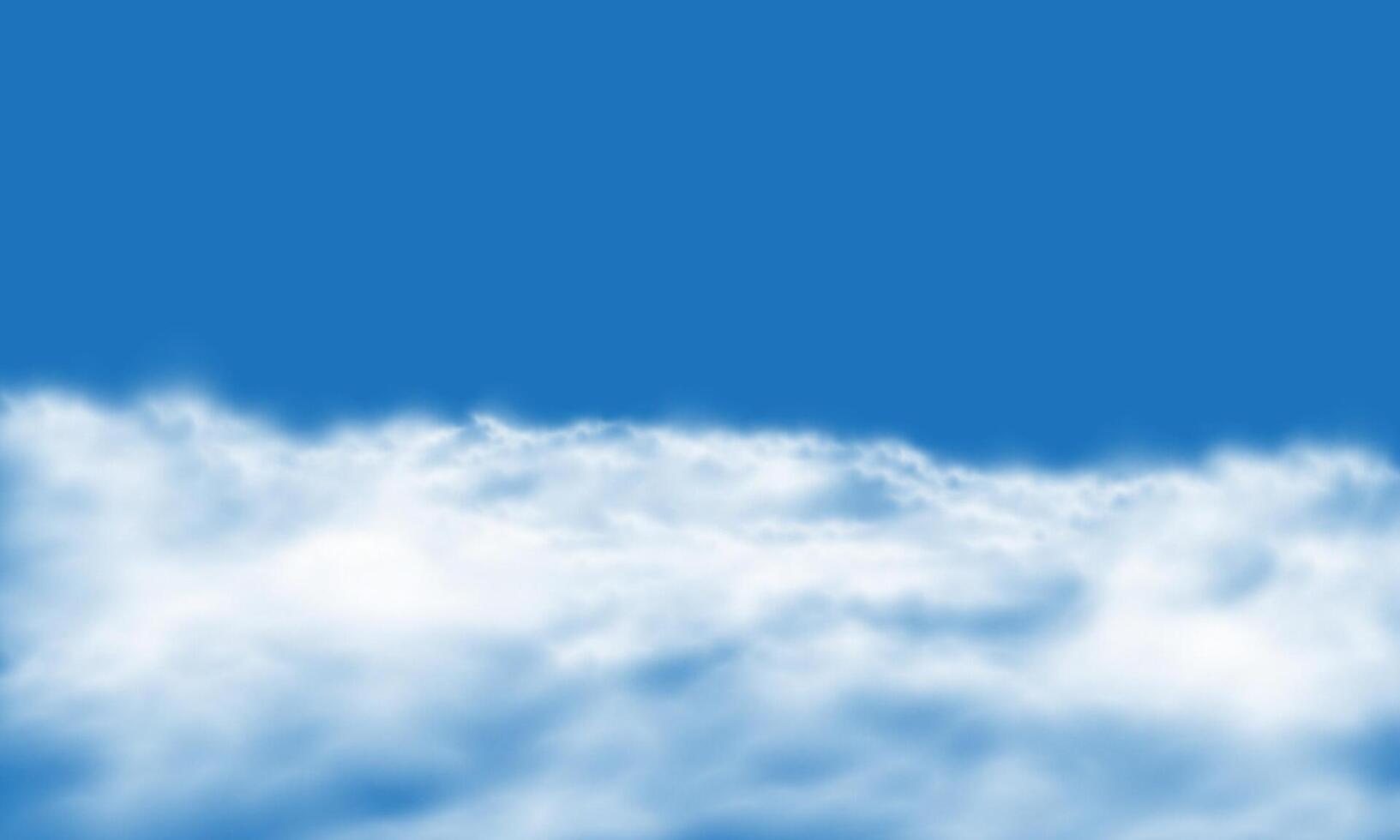 Realistic white rains cloud on blue sky background illustration. vector
