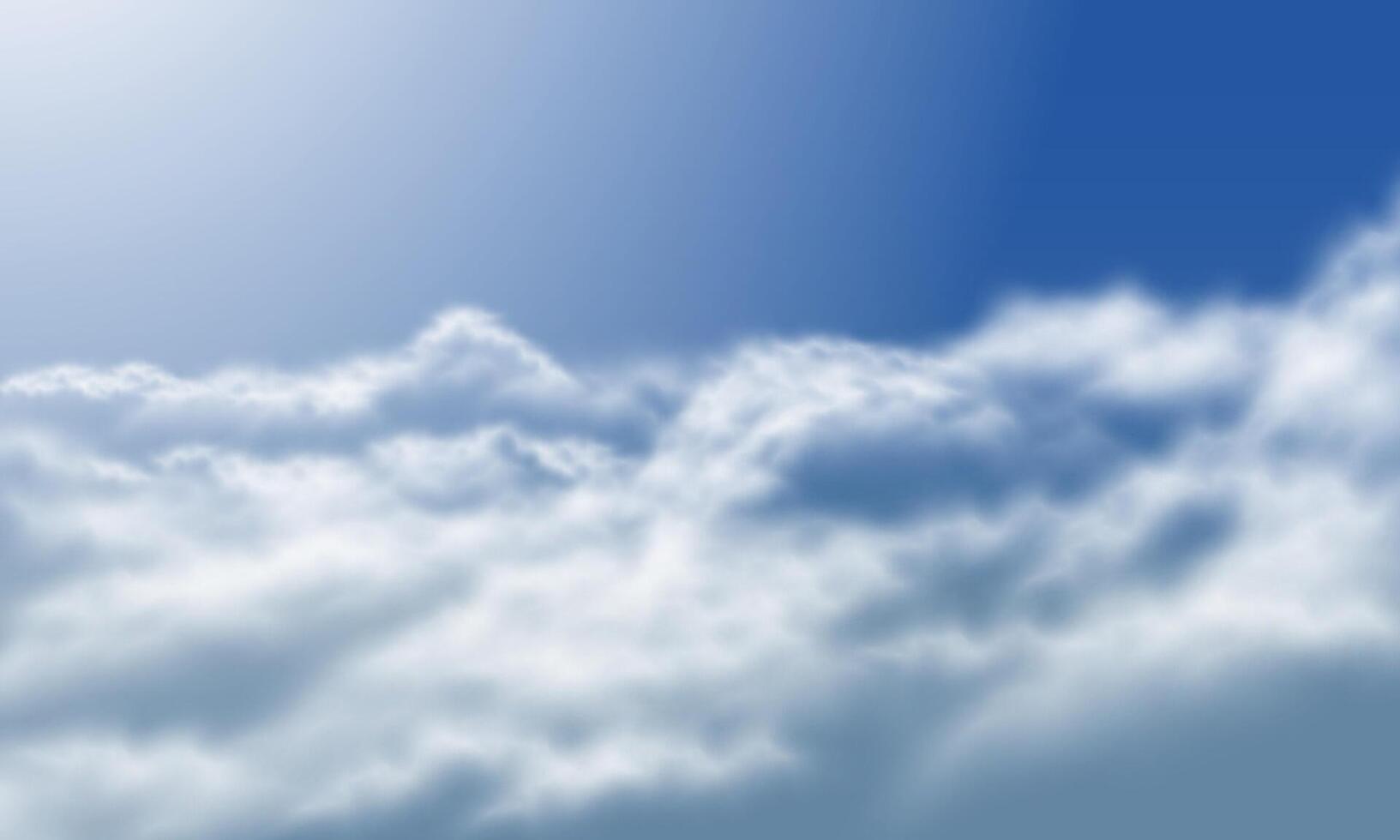 White blue sky big clouds land vector