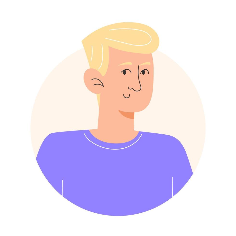 User icon with young man with blond hair in flat style vector