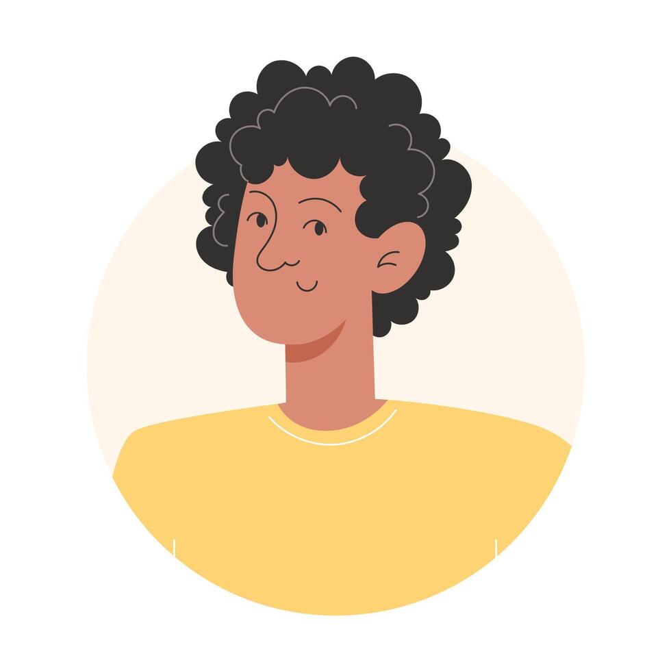 User icon of young african man with curly black hair in flat style vector