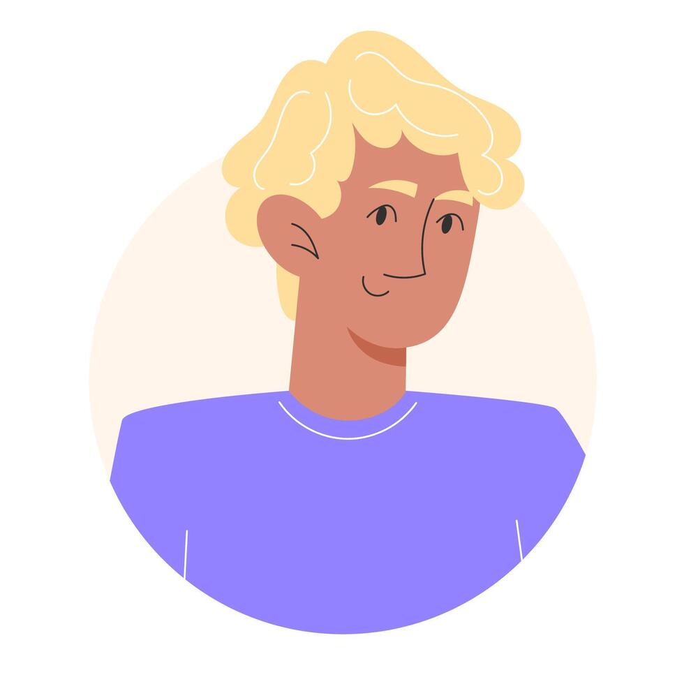 User icon with young woman with curly blond hair in flat style vector