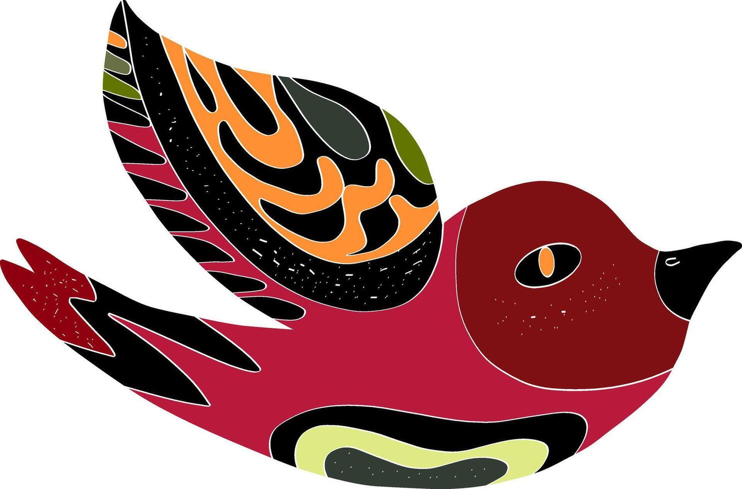a colorful bird with a black and red design vector