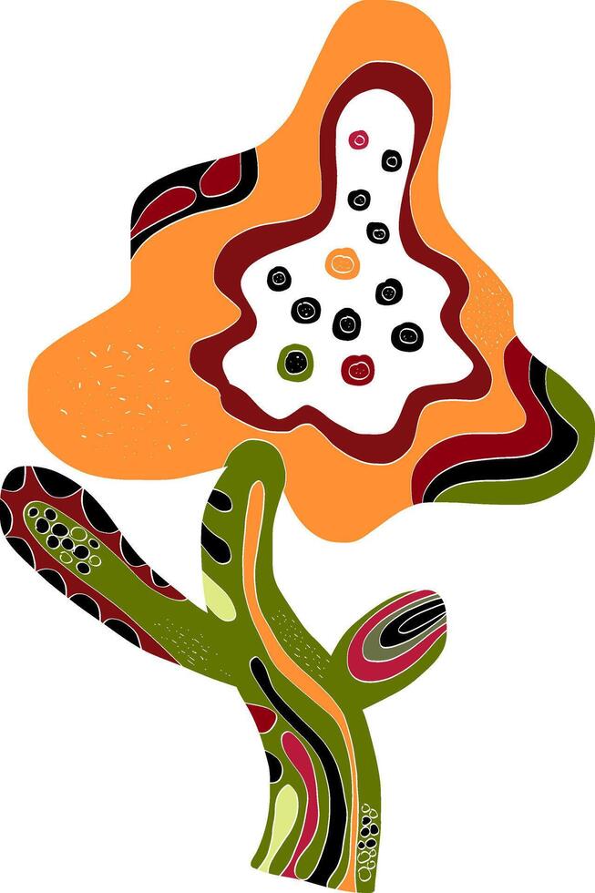 a flower with a green stem and orange petals vector