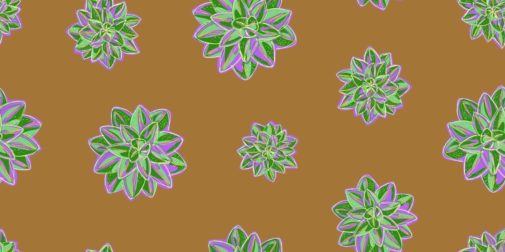 Pastel Succulent Floral Pattern Seamless Modern Botanical vector