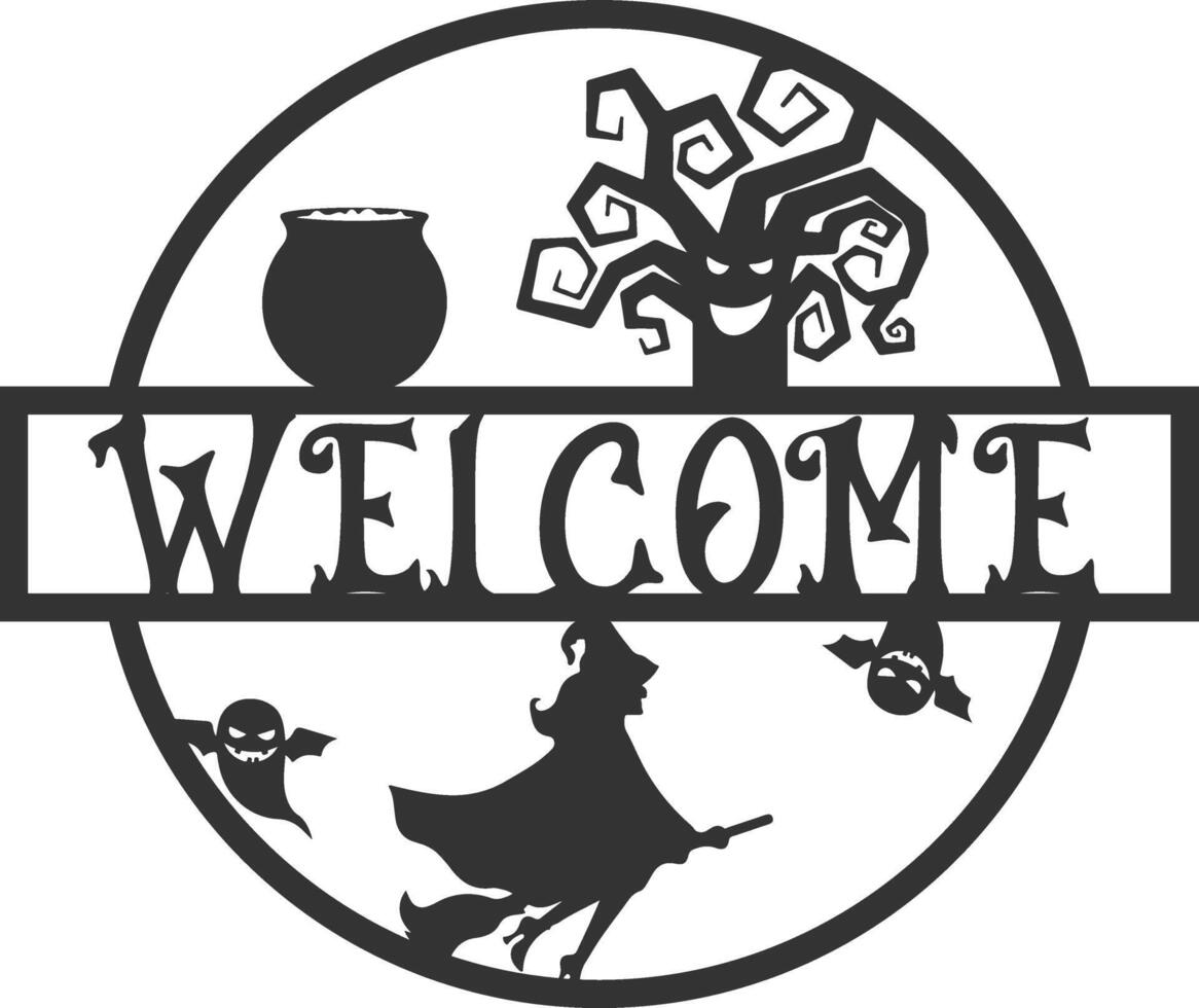 scary welcome door sign vector