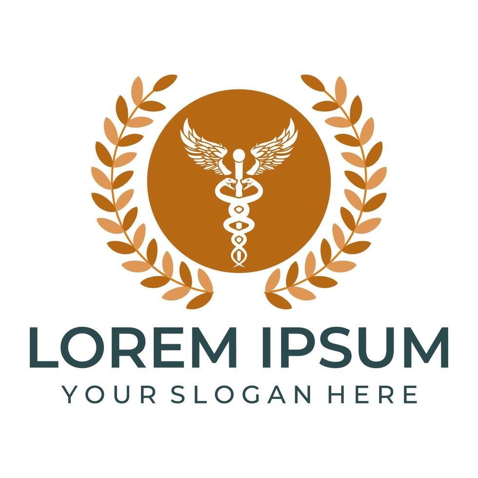 Medical snake and bird wings logo image vector