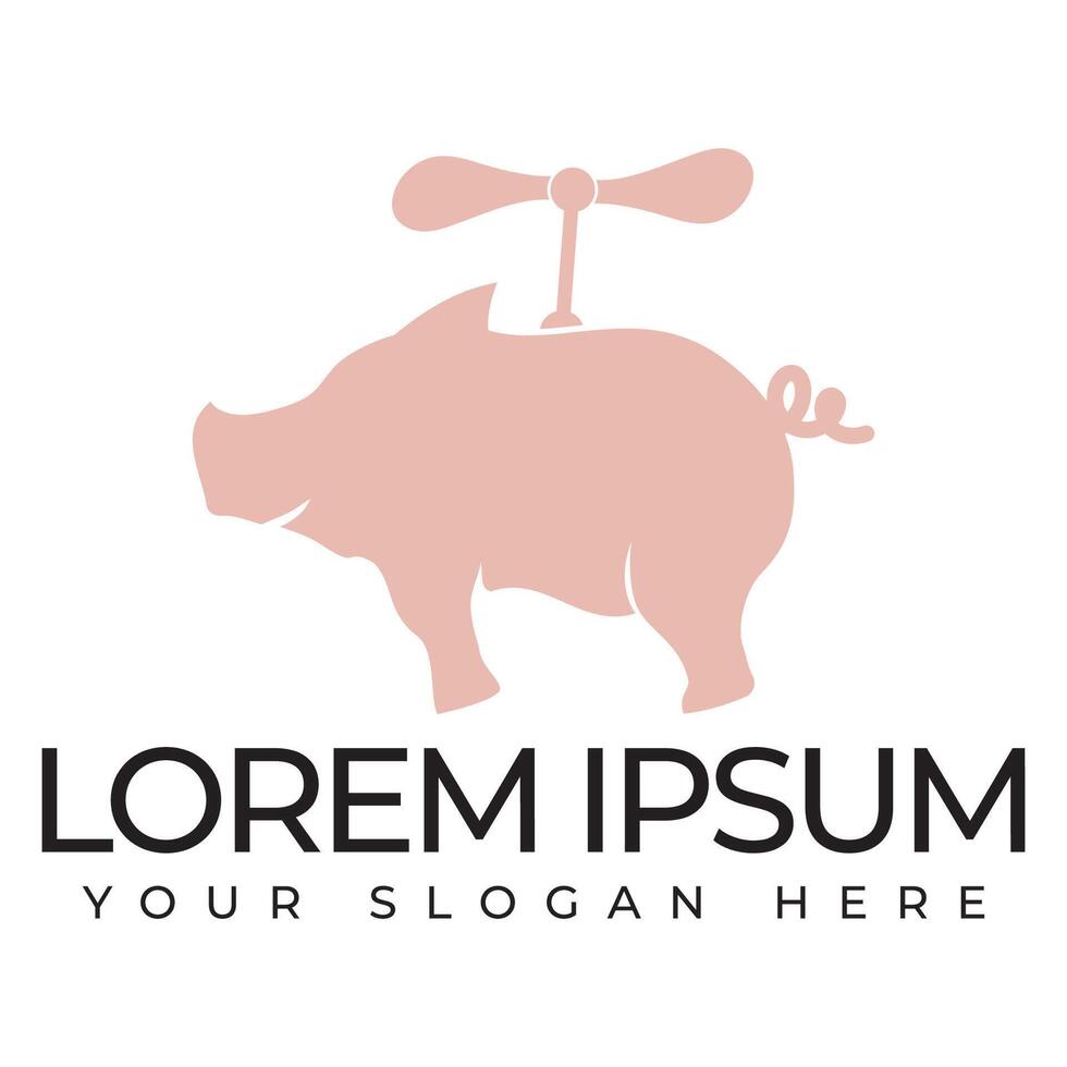 Logo image of a flying pig with wings. vector