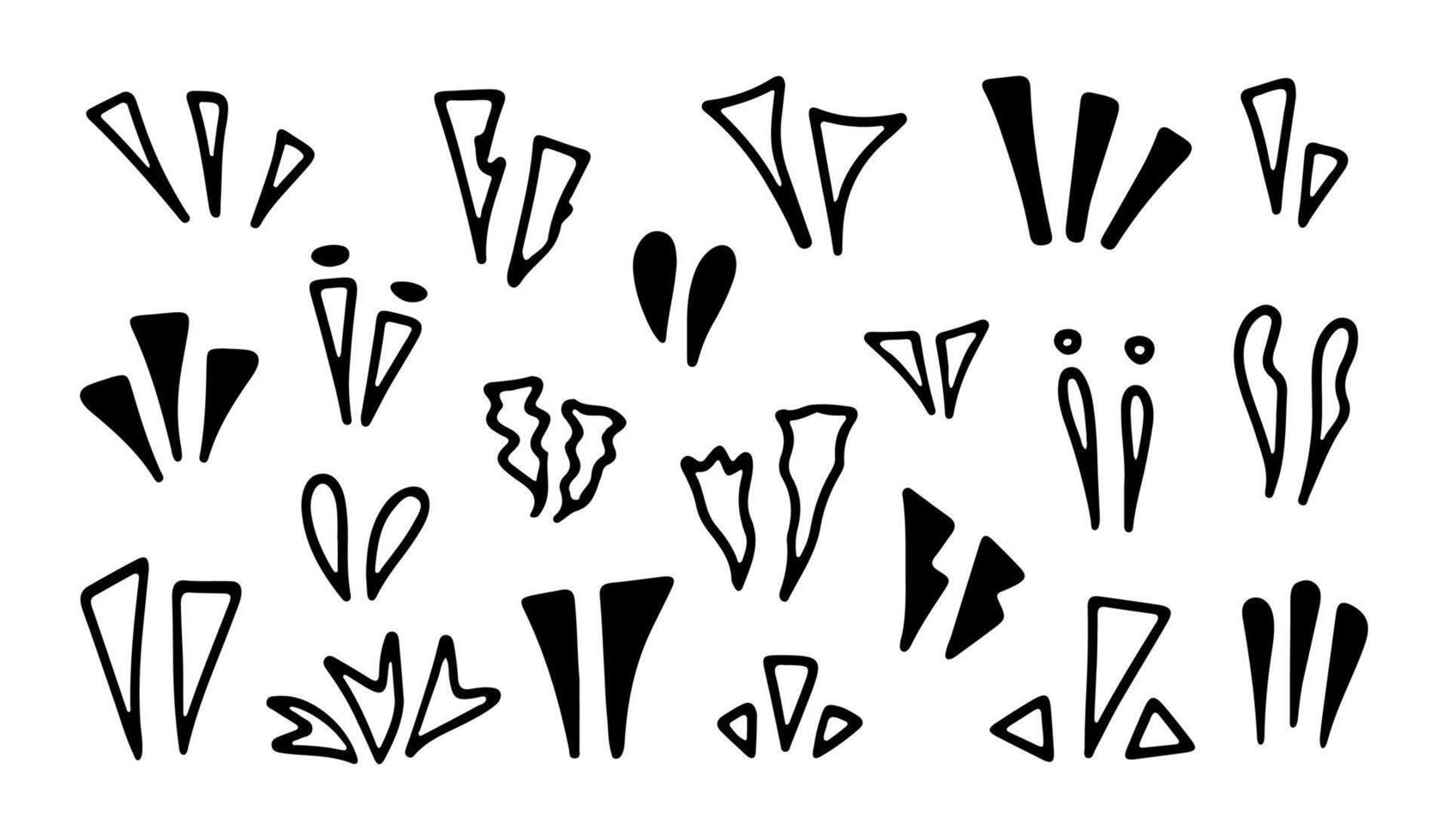 Doodle sparkle ray elements. Hand drawn line frame for title headline illustration. Manga style vector