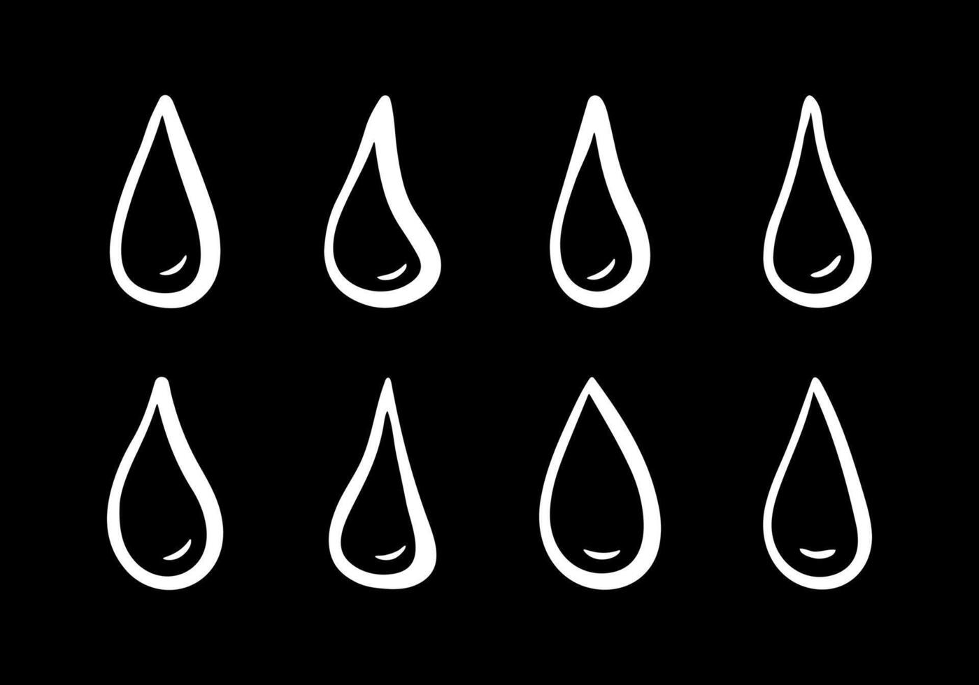 Doodle water drops of different shapes. Hand drawn sketch illustration of droplets or tears. for print, web, mobile and infographics vector