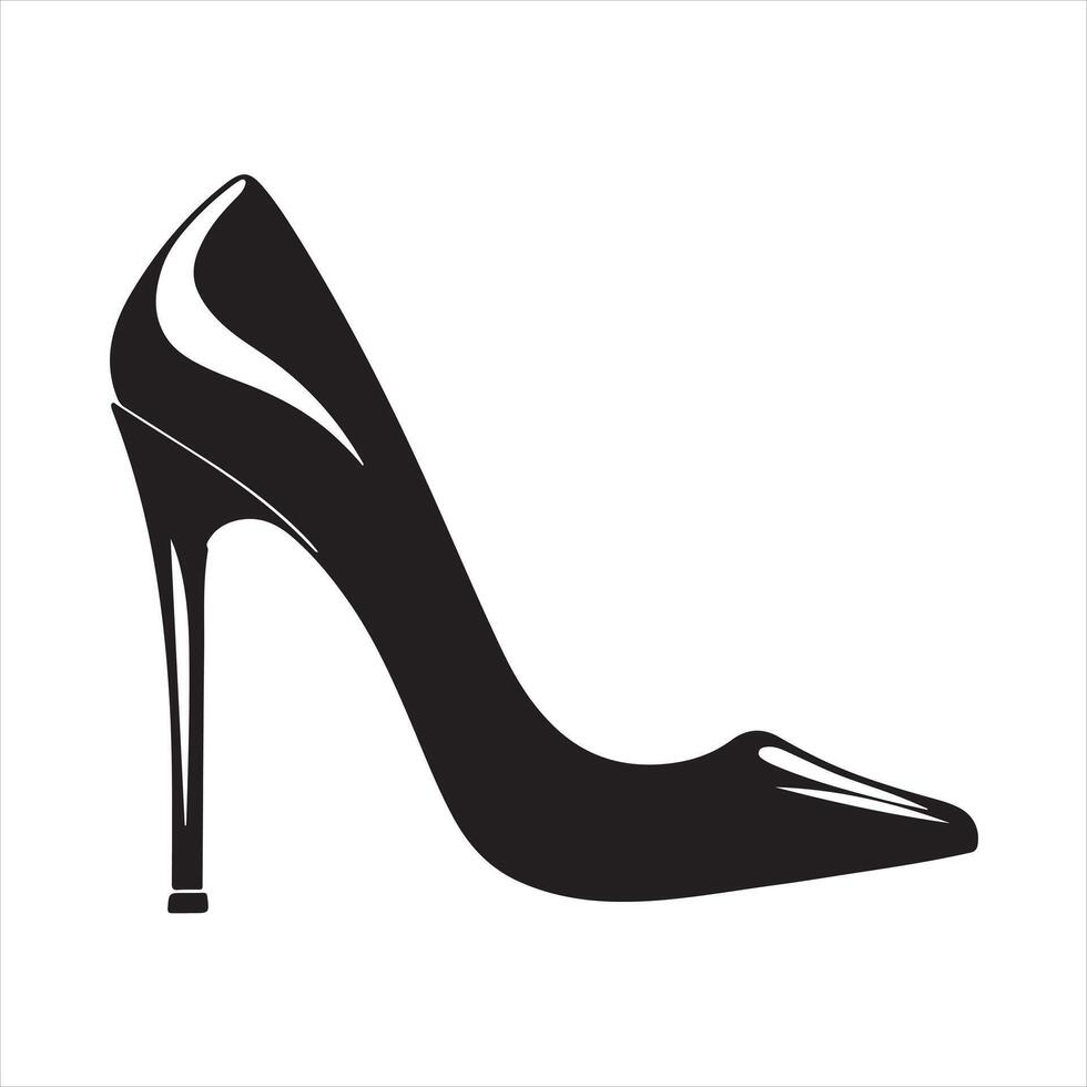 Elegant high heel shoe or stiletto in silhouette on white background vector