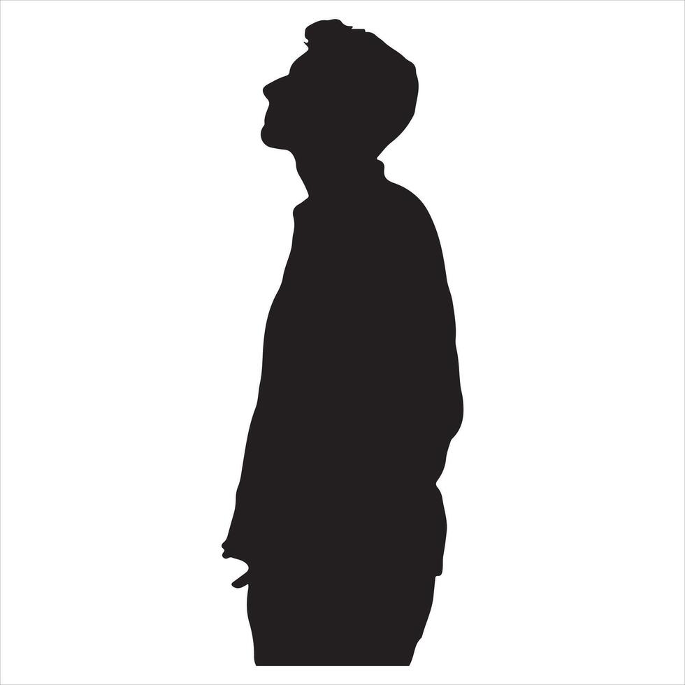 Man looks up silhouette white background vector