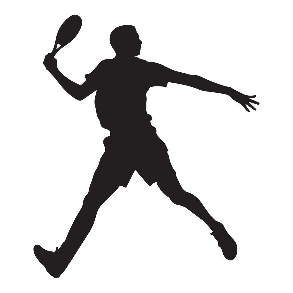Man tennis player silhouette isolated on white background vector